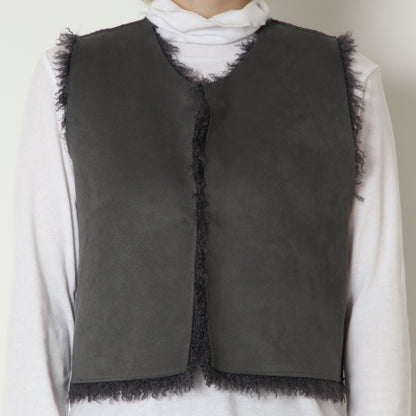 リバーシブルショートボアスウェードベスト　65224515