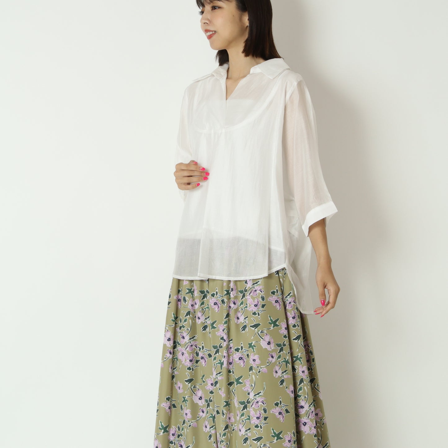 CB釦スキッパーシアーシャツ　813207