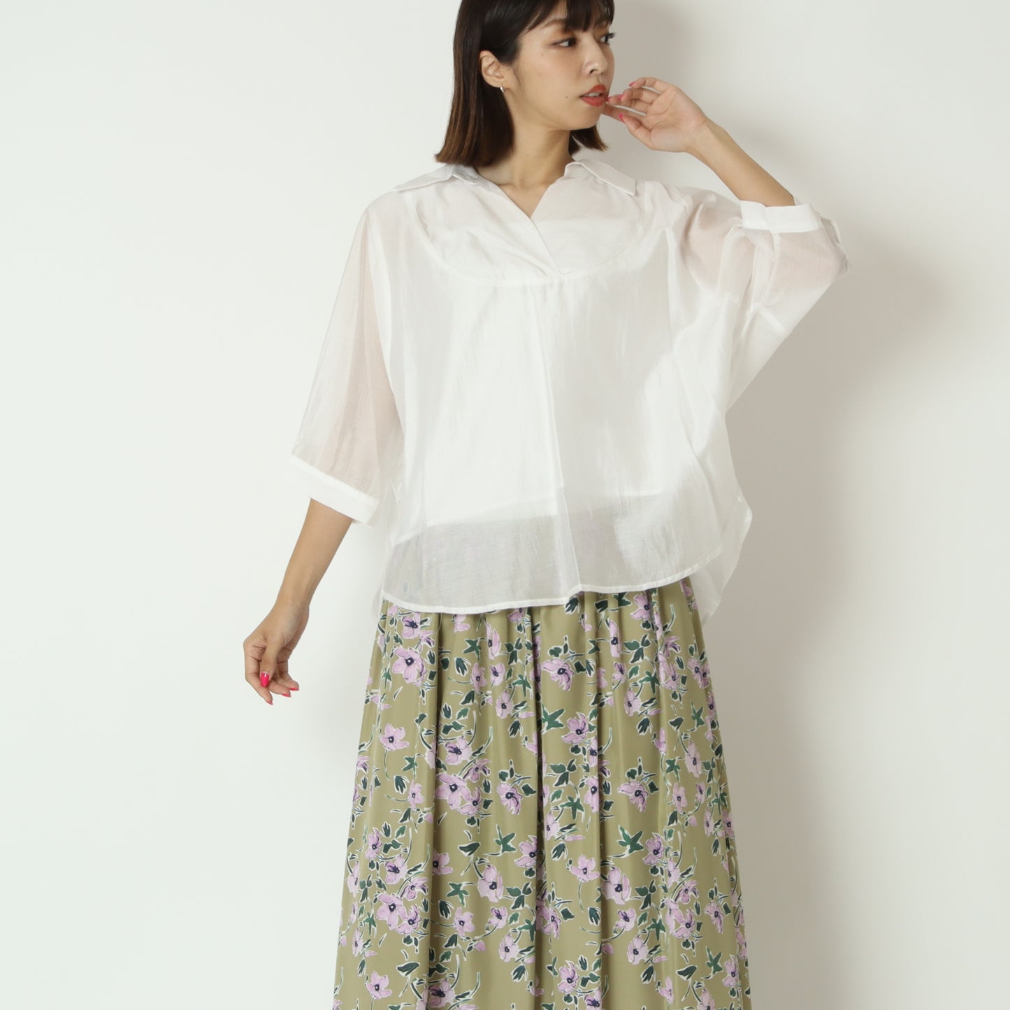 CB釦スキッパーシアーシャツ　813207