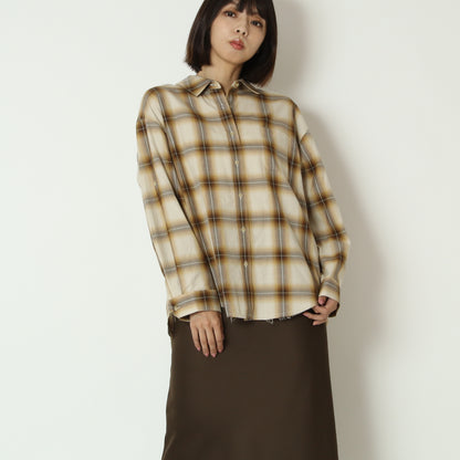 フレイドヘムオンブレチェックシャツ　H426310