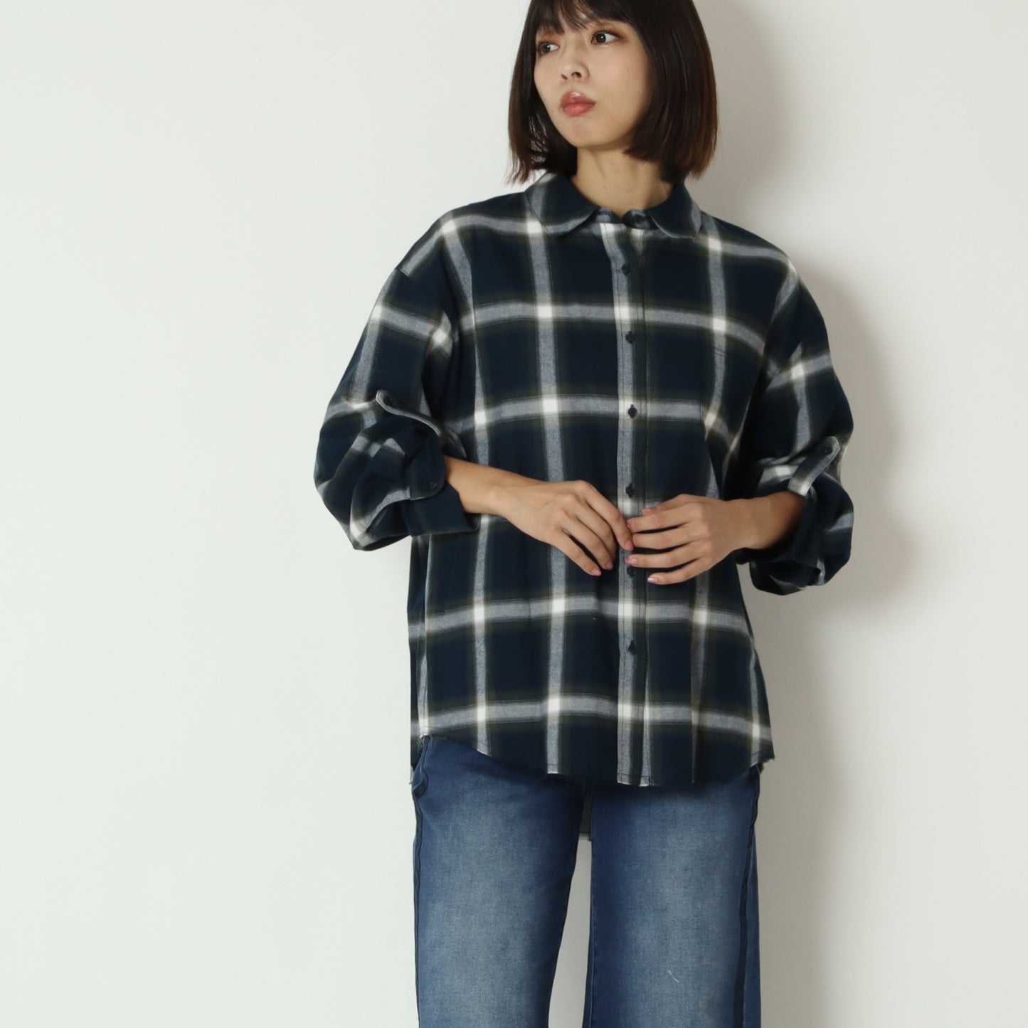 フレイドヘムオンブレチェックシャツ　H426310