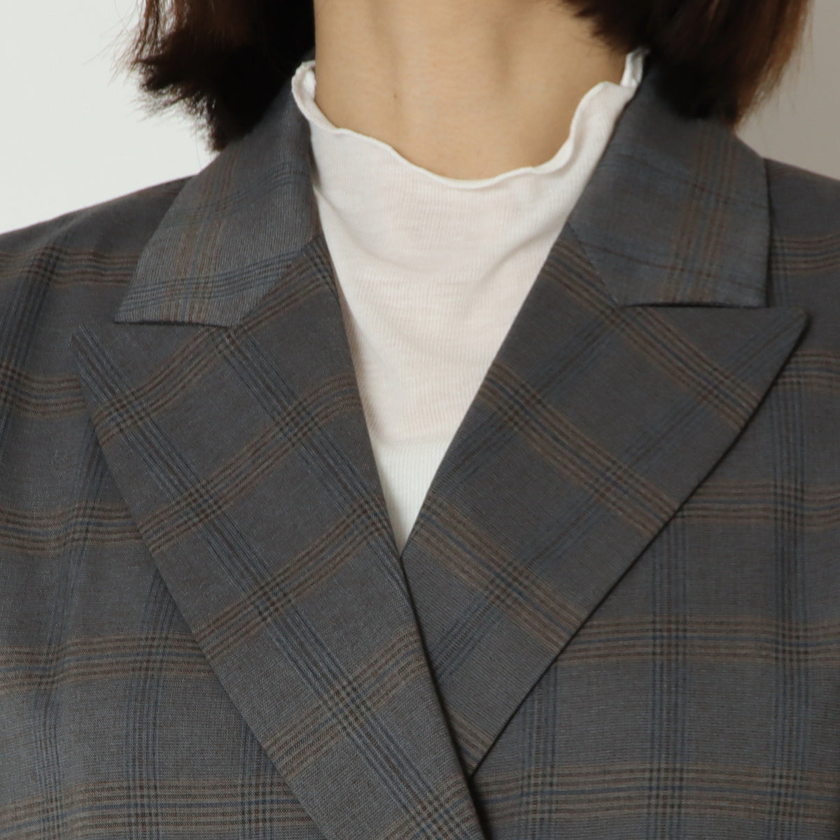 チェックテーラードジャケットシュシュセット　H226307